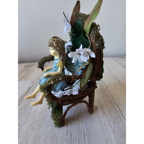 Water fairy chair wooden garden village‎ statue figurine decor flowers - Picture 2 of 8